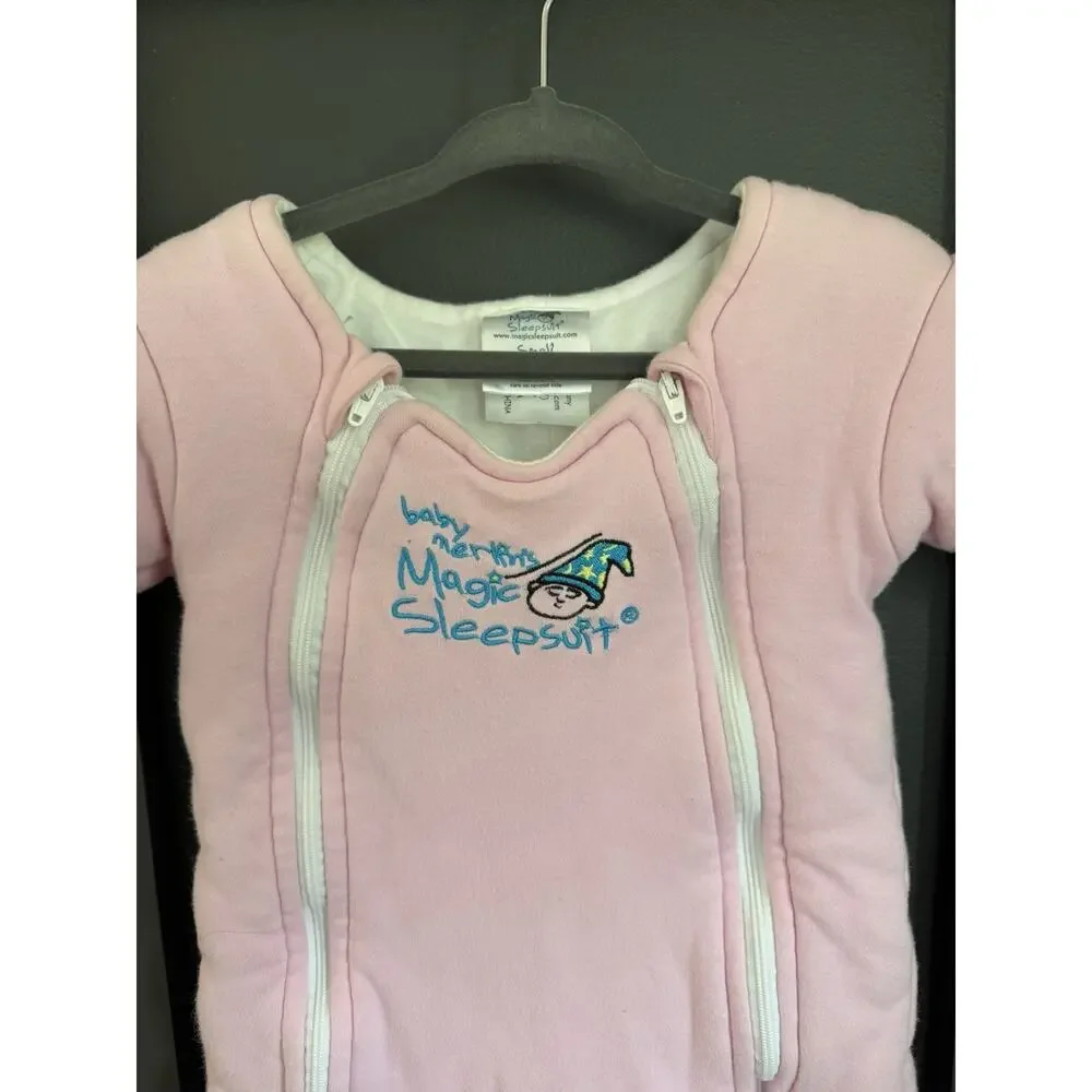 Baby Merlin's Magic Sleepsuit Pink Cotton Swaddle Transition Size Small 3-6 Min